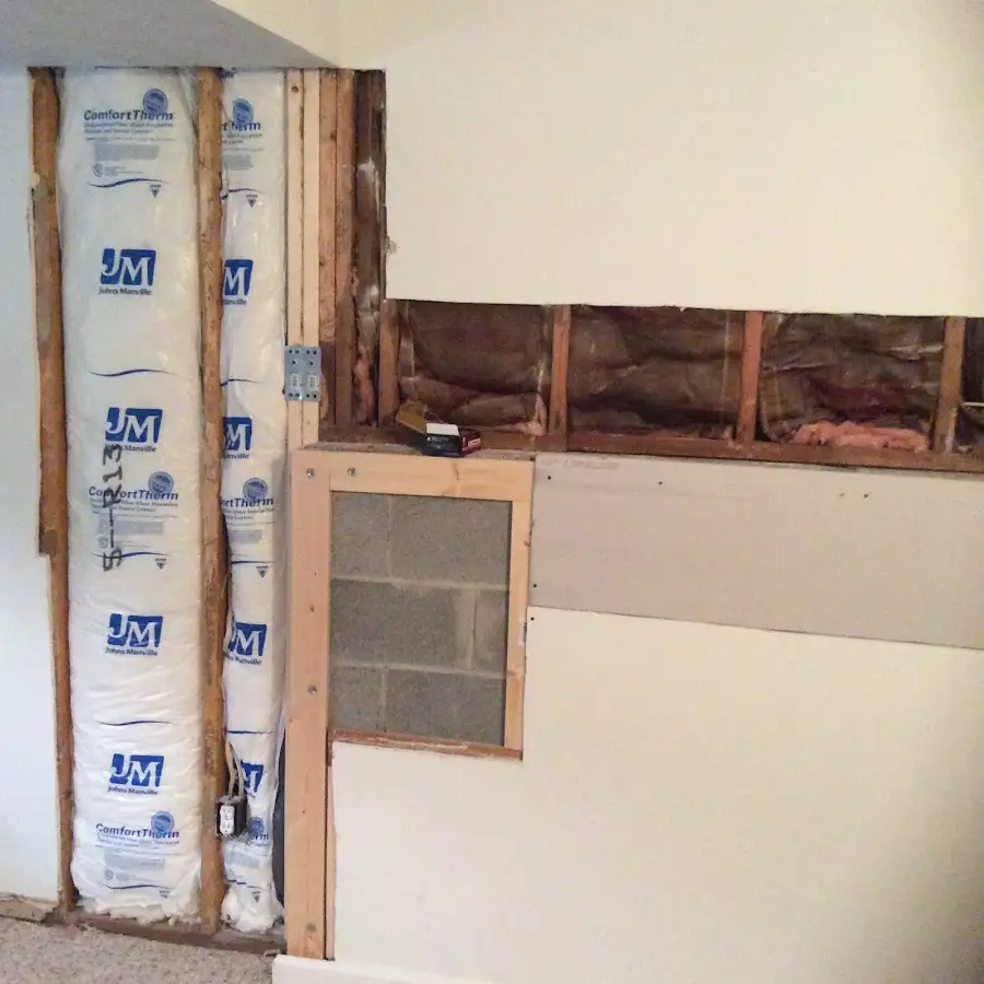 Wall insulation replacement during Basement Flood Cleanup in Mount Carmel